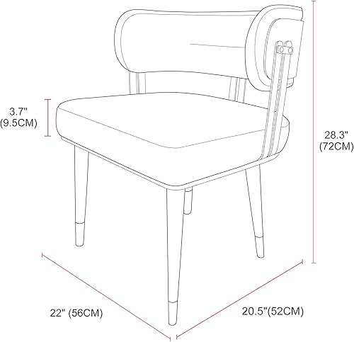 Miniatura 3 de ARTPLAN Silla de comedor de cuero de nogal, moderna silla de cocina tapizada con cojín de espuma de alta resistencia, marco dorado de acero