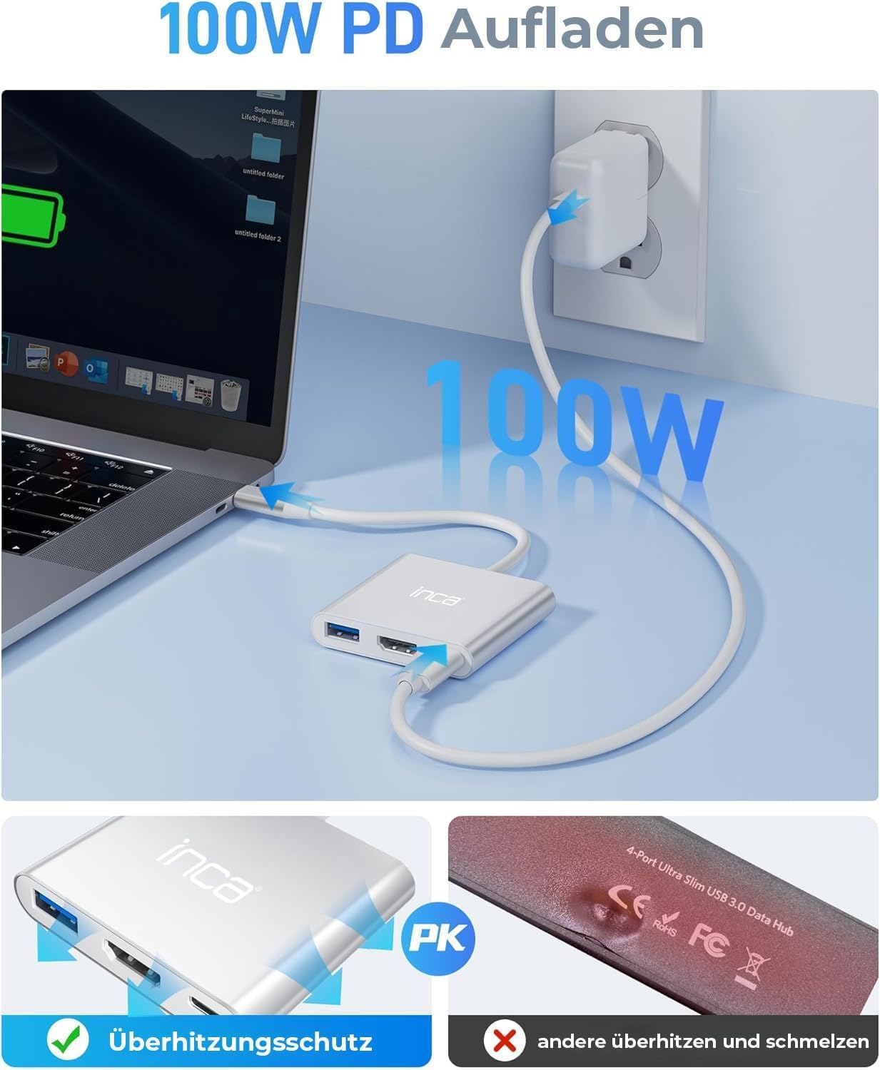 Adapter ITPC-4 Type C > 2xHDMI 4K30Hz, 1xUSB-A, 1xUSB-C