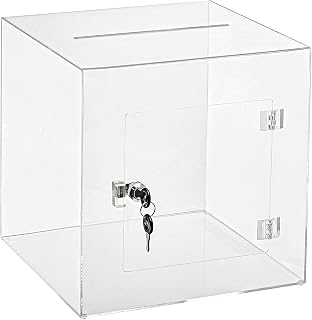 Transparent Acrylic Donation Box Daan Patra Visiting Card Drop Box Ballot Box Durable with key facility for Charity & Sugg... Price In India