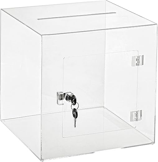 Transparent Acrylic Donation Box Daan Patra Visiting Card Drop Box Ballot Box Durable with key facility for Charity &amp; Sugg...