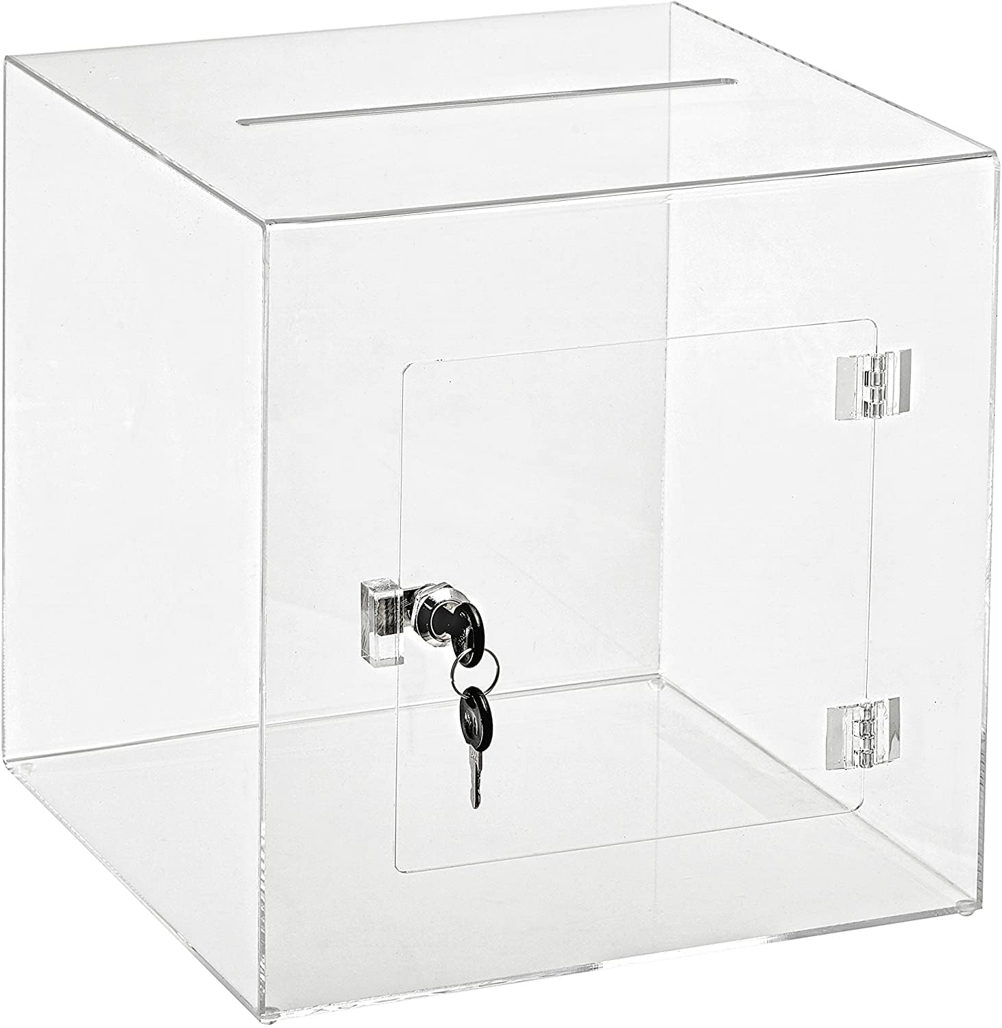 Transparent Acrylic Donation Box Daan Patra Visiting Card Drop Box Ballot Box Durable with key facility for Charity & Suggestion Collection (6 * 6 * 6 inch)-picture-16