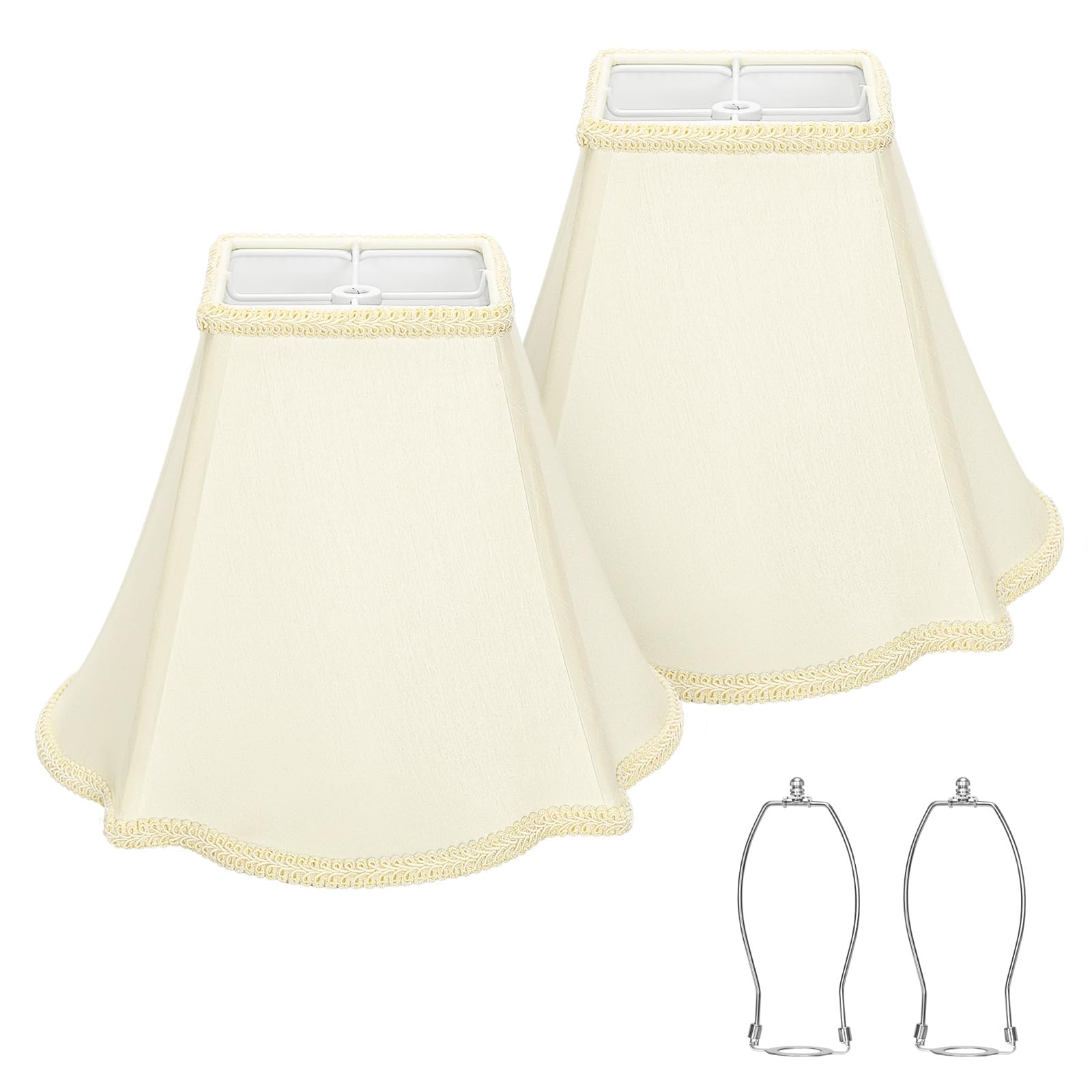 2 Lampenschirme für Glocken, quadratisch, mit Blütenblattgeflecht, 13 x 31 x 23 x 23 cm, für Tischlampen, Kronleuchter, Harfenhalter im Lieferumfang enthalten