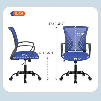 BestOffice Office Chair Desk Chair Telework Ergonomics Locking Function 8cm Height Adjustment Lumbar Support Comfortable Mesh Breathable 360 Degree Rotation with Armrests PU Casters Computer Chair