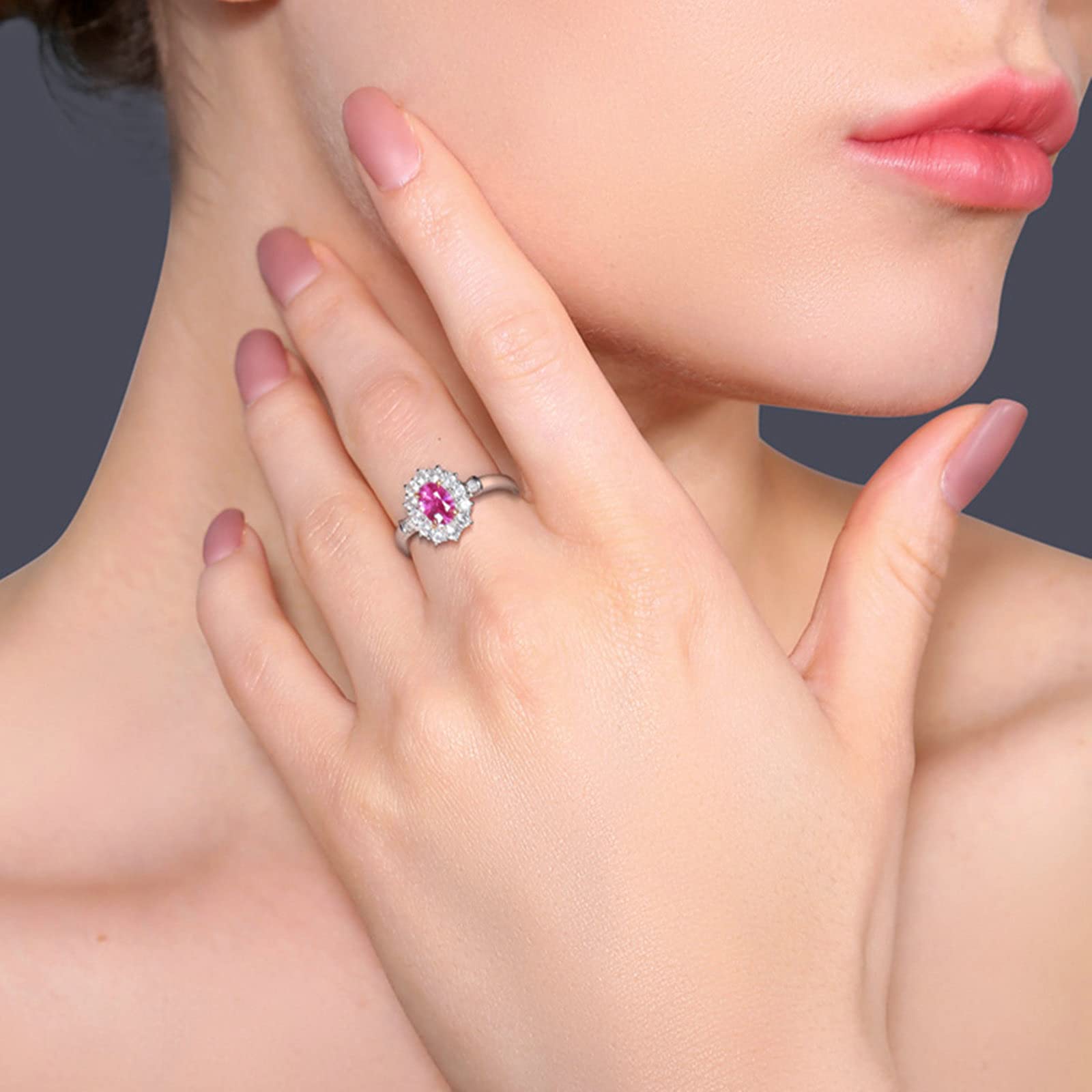 KnSam Anello da donna, in oro rosa 18 carati, bianco e oro, con zaffiro