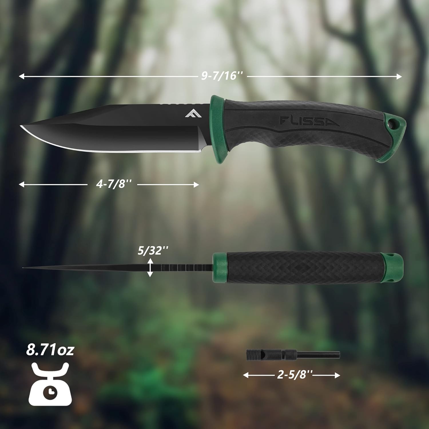 EverBrite 5-Pack LED Headlamp & FLISSA 4-7/8” Survival Knife with Sheath