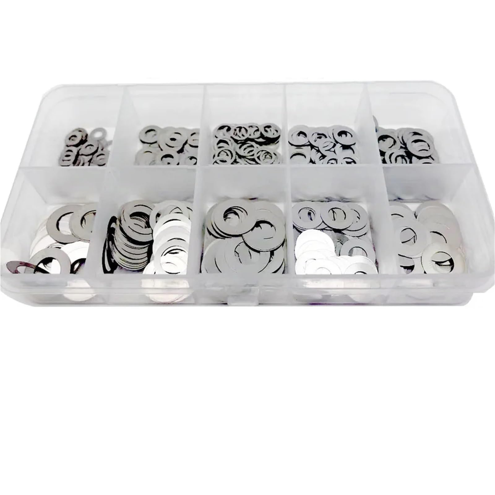 500/750/1200 Uds M2 M3 M4 M5 M6 M7 M8 304 A2 juego de arandelas ultrafinas acero inoxidable cuña ajuste caja Kit surtido juntas planas para Tornillos y Pernos(Set E (1200pcs))