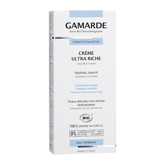 Gamarde Ultra Rich Cream - Face Moisturizer with Hyaluronic Acid and Shea Butter - Hydrate and Nourish Dry to Very Dry Skin - 1.41 oz