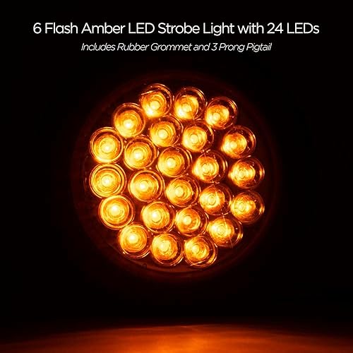 Miniatura 2 de Pro LED ST40A - Luz estroboscópica redonda de 4 pulgadas, 24 luces LED ámbar, sustituye a los productos de los compradores SL40AR - 12-24 voltios CC