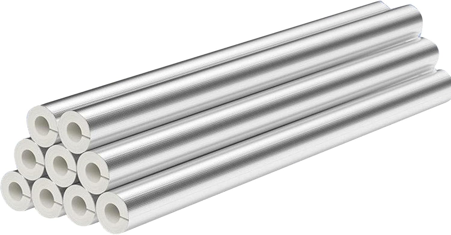 Pipe Insulation Foam Tube,Outdoor Pipe Insulation,1m/pcs Antifreeze Aluminum Foil Pipe Insulation Lagging Wrap Roll Self-Adhesive Foam Tubing(219mm*20mm*1m)