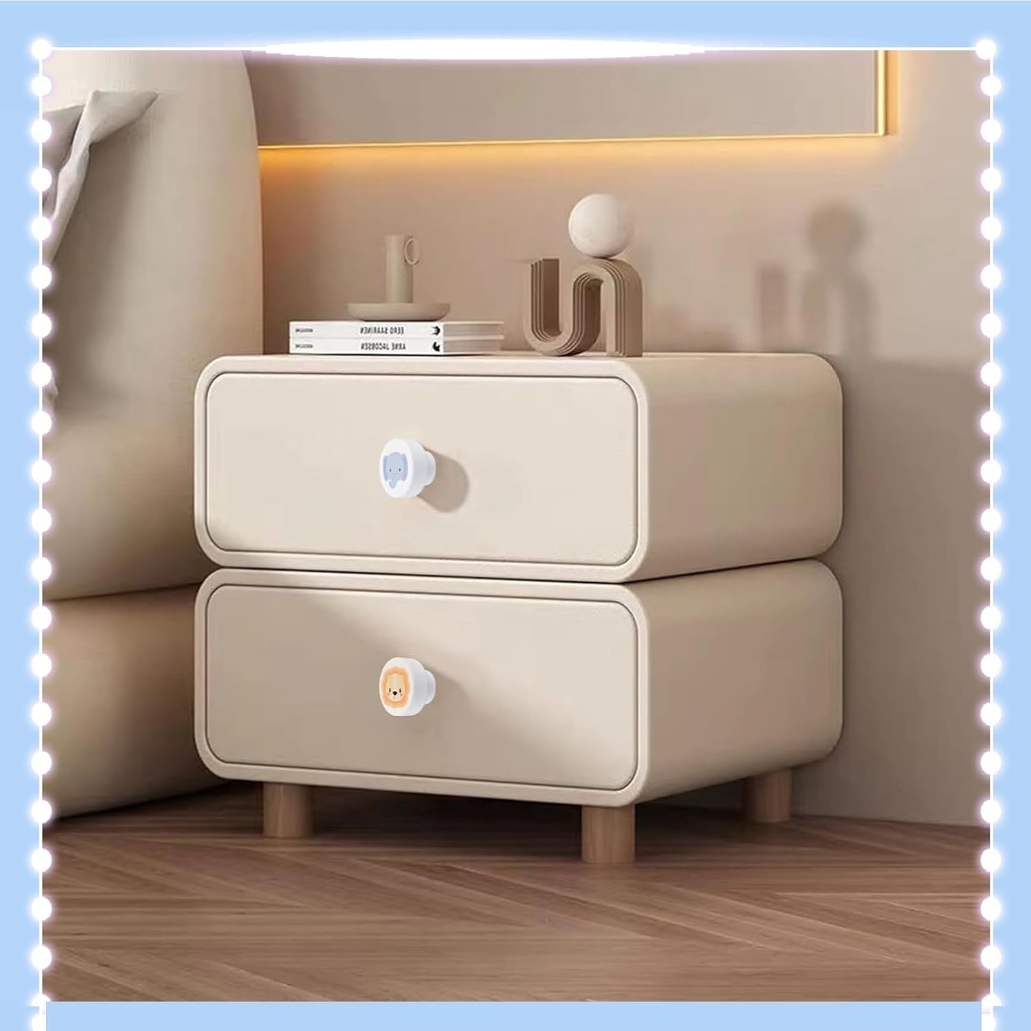 6Pack White Wooden Animal Pattern Drawer Knobs Round Shape Animal Drawer Pulls Cute Dresser Knobs Cabinets Knobs Pulls with Screws for Cabinets,Closet, Wardrobe Children's Room