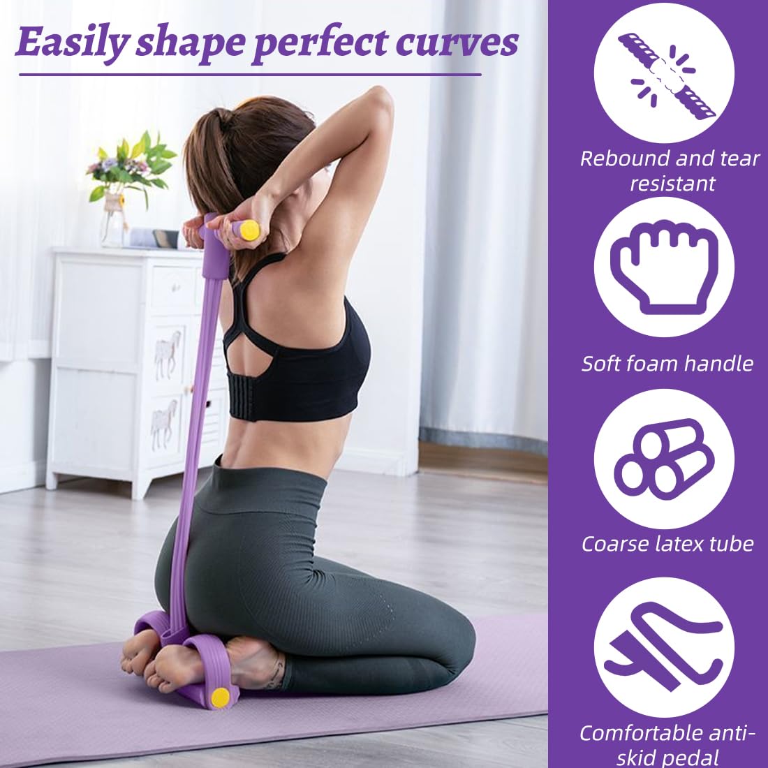 Fascia di Resistenza Fitness, Corda Elastica a 6 Tubi per e Stretching, attrezzo per addominali,per Addominali, Vita e Allenamento a Casa