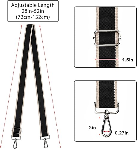 Miniatura 2 de Correa para bolso, accesorios plateados, correas anchas de repuesto, correa de hombro ajustable para monederos, bolsos de lona, Gris Oro Blanco-305