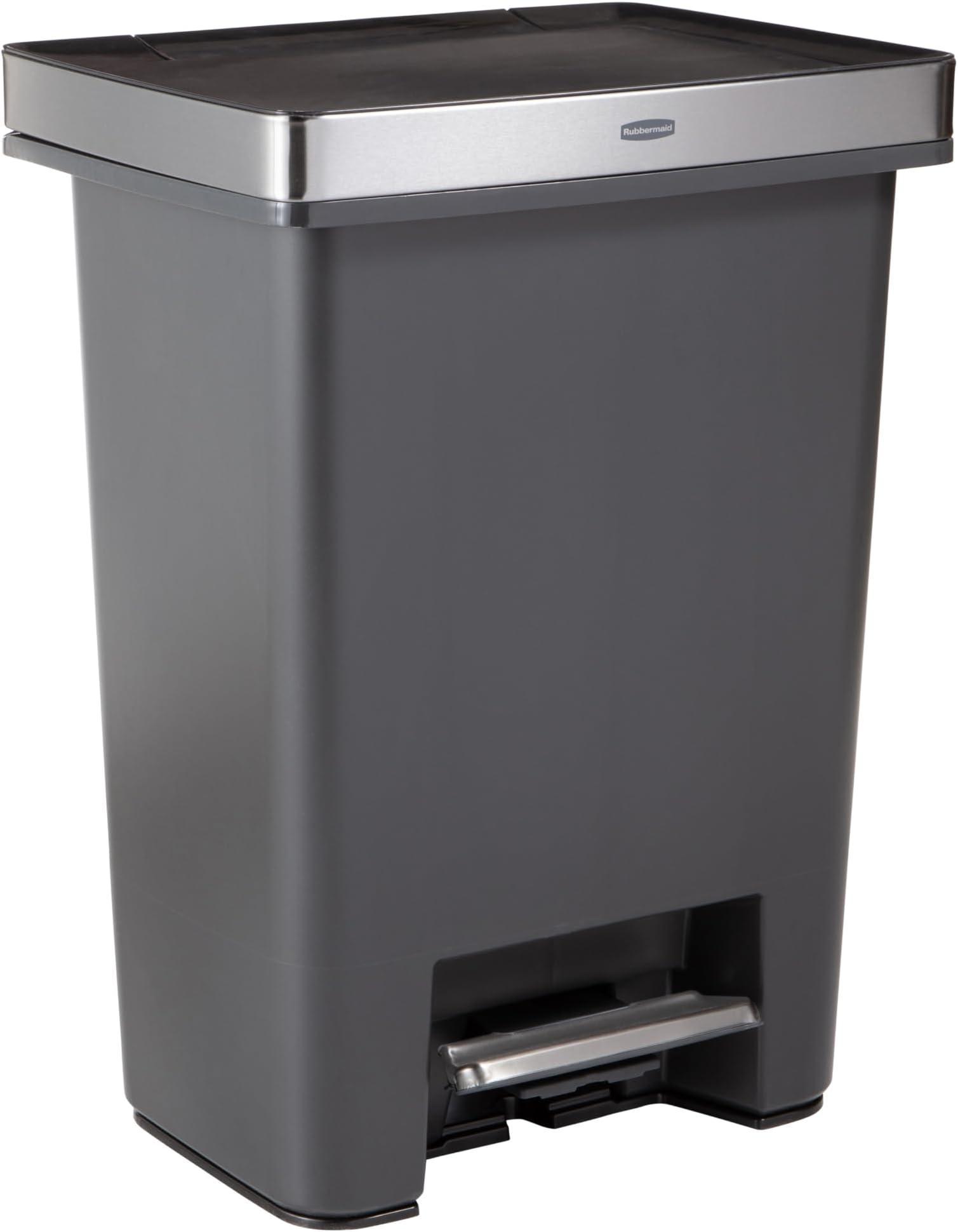 Premier High-Capacity Step-On Trash Can, 19 Gallon, Single or Dual Stream Trash or Recycling, Charcoal, Stainless-Steel Rim, Lid Lock, Quiet Lid, for Home/Kitchen/Garage/Apartment