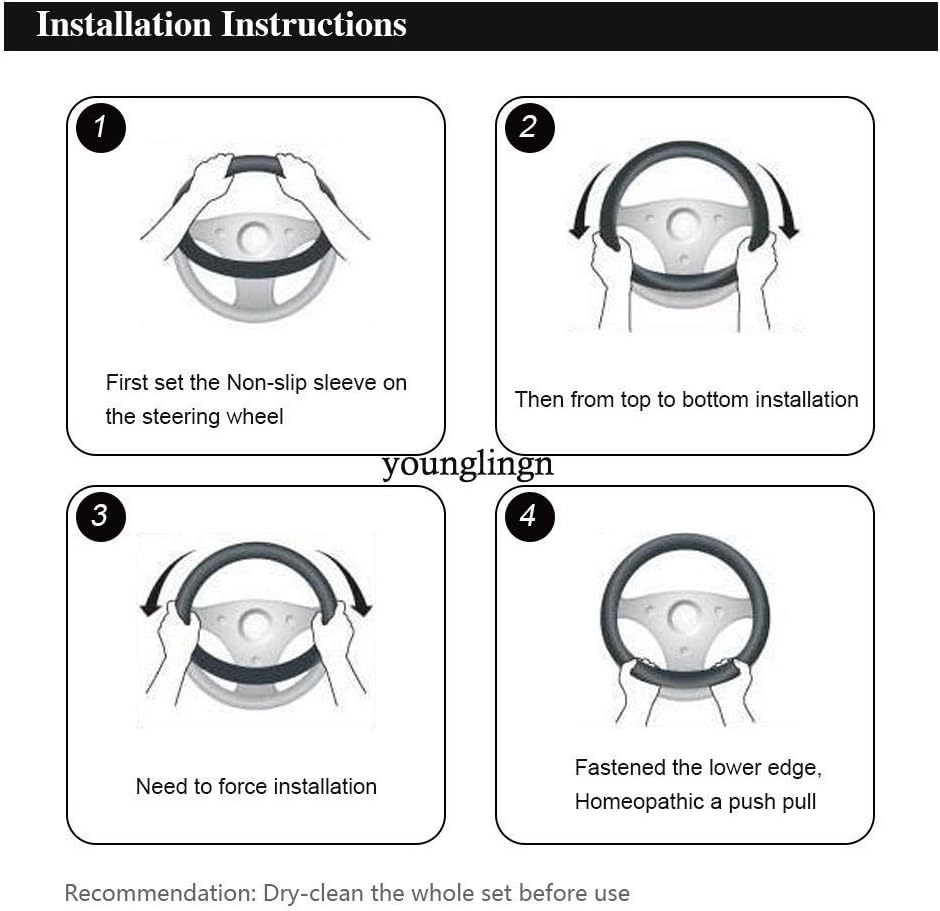 Car Steering Wheel Cover Gear Shift Handbrake Fuzzy Cover 1 Set 3 Pcs Multi-Colored with Winter Warm Pure Wool Fashion for Girl Women Ladies Universal Fit Most Car (Grass Green)