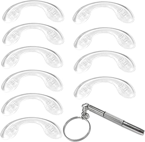 Paquete de 10 lentes de silicona en forma de U con microdestornillador, antideslizantes, anticaídas, puente de silla, juego de almohadillas para la
