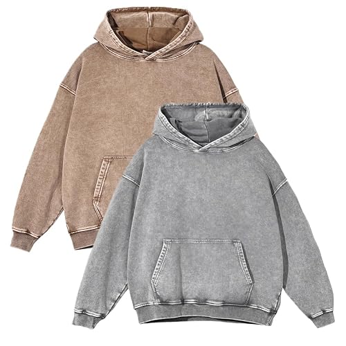 Mi Bo Tong Mens Oversized Hoodies Vintage Acid Wash Pullover