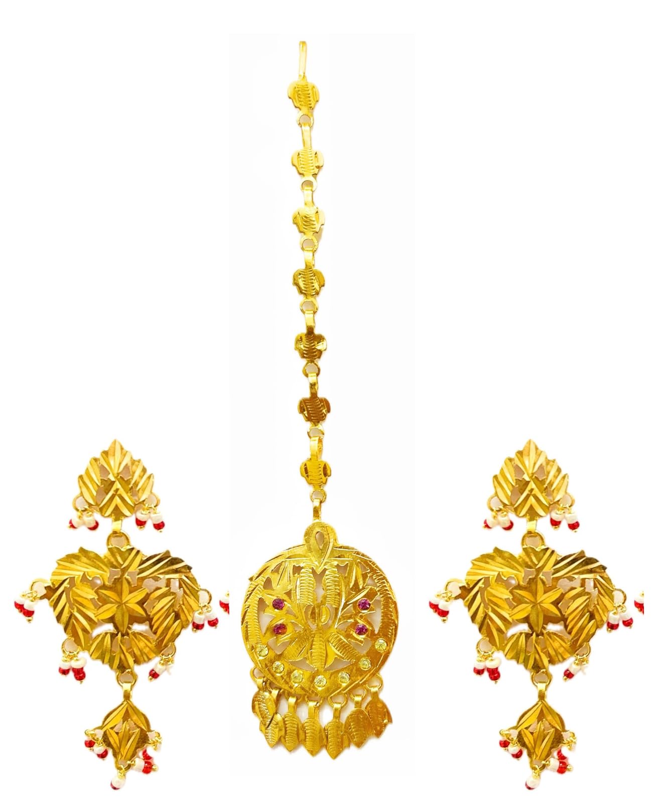 SMARNN Gold Plated Mang tikka and Earrings Combo For Women Girls (B099JD33VM) Amazon Price History, Amazon Price Tracker
