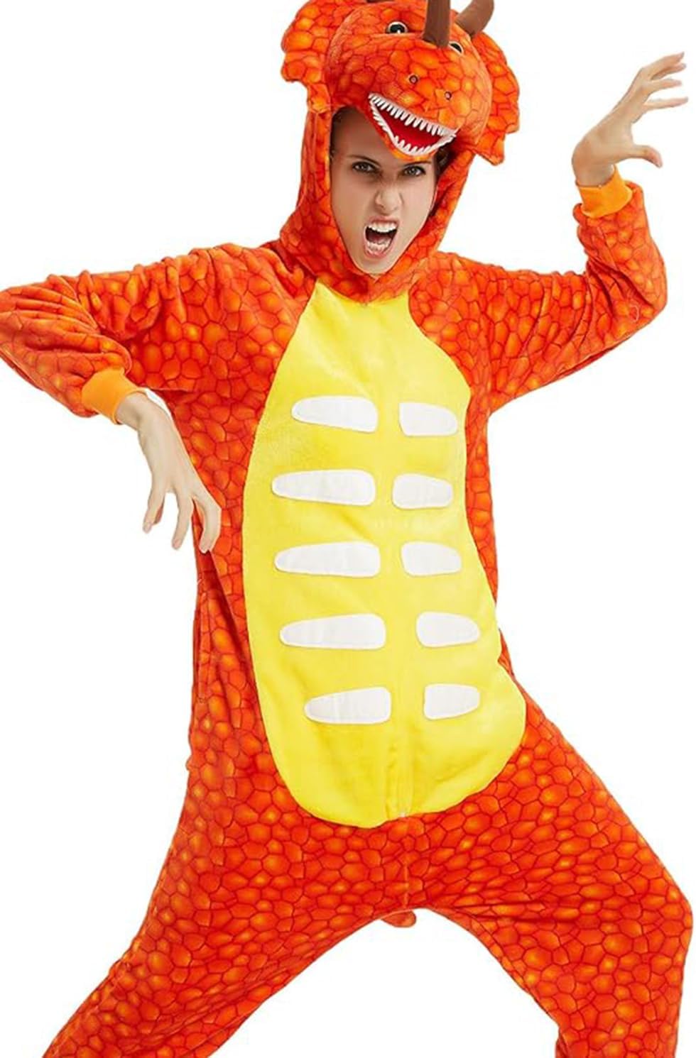 Plustrong Triceratops Costume Onesie Pajamas Adult Halloween Costumes Animal Cosplay Sleepwear - Image 5