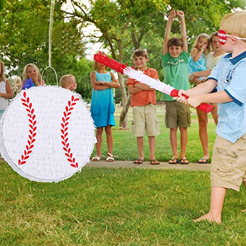 Baseball Pinata With Pinata Stick, Blindfold, Confetti, 12 Pcs Baseball Rubber Bracelets Baseball Silicone Wristbands And 12 Pcs Baseball Keycahins For Sports Theme Birthday Party Decoration Supplies #TOP6