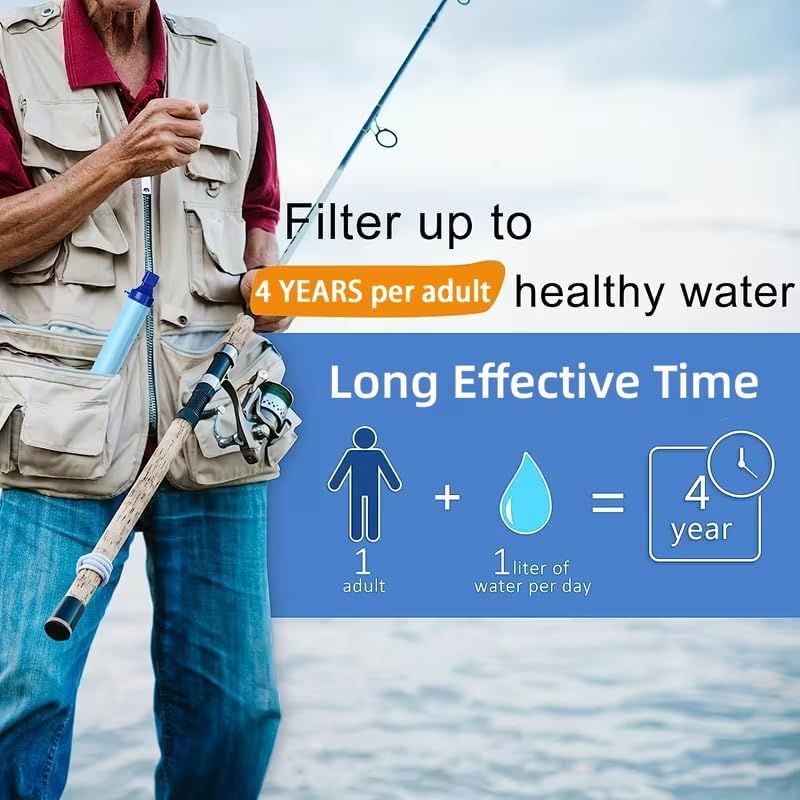 1Pc Outdoor Water Filter Straw, 0.01 Micron 4-Stage Filtration, Portable Survival Purifier for Travel, Wilderness, Emergency - ABS Material