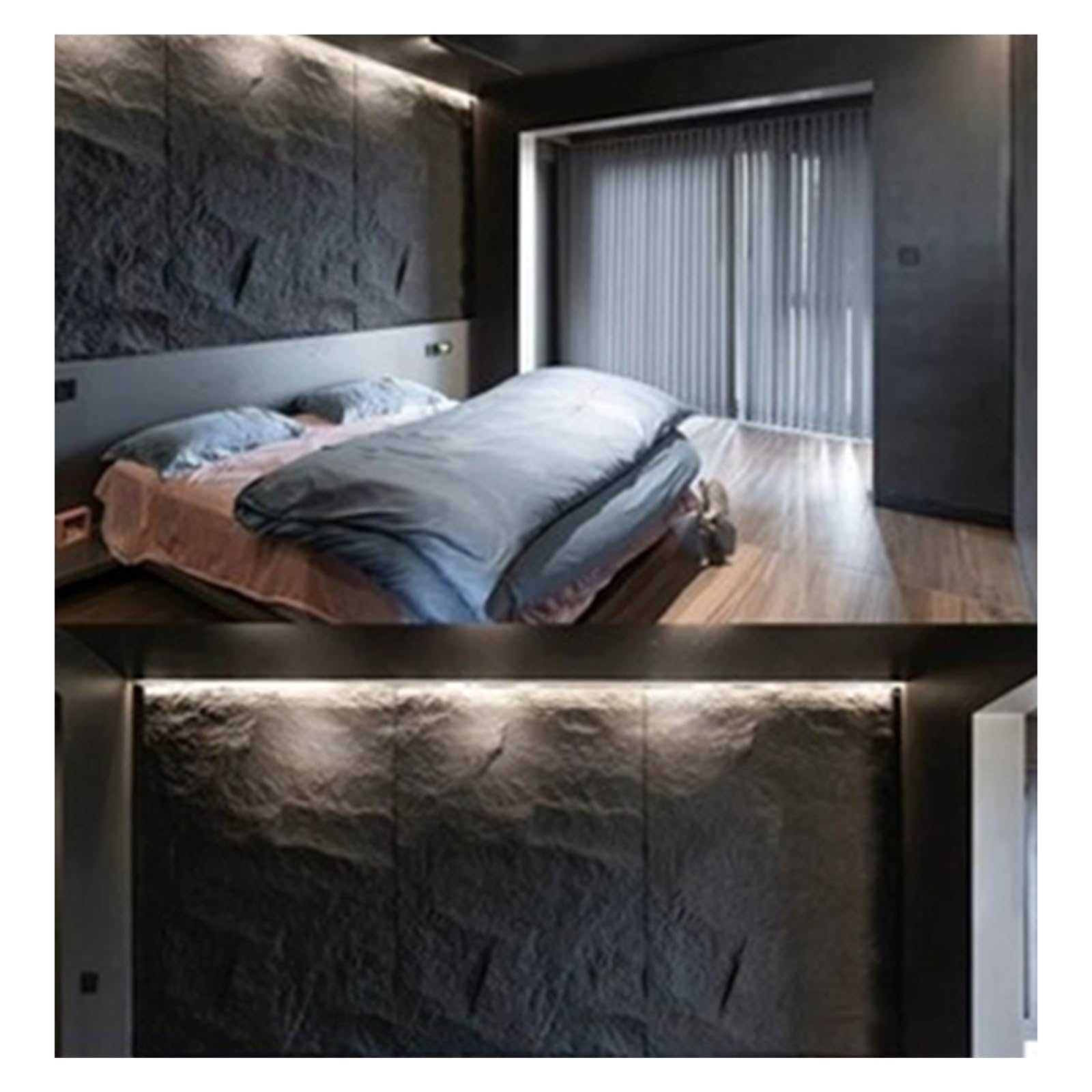 Panele ścienne 3D Panele PU 3D Do Ścian Sypialni, Dekoracja Wnętrz - Efekt Imitacji Kamienia, Przyjazne Dla Wynajmujących Płytki Ścienne Do Surowych Ścian, Ściany Z Podłożem Drewnianym(10 pcs)