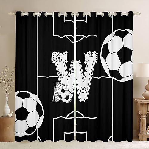 Erosebridal Personalized Soccer Gifts Curtains for Bedroom, Custom Alphabet W