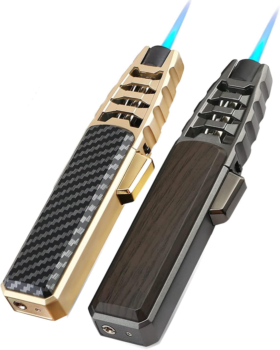 Windproof Straight Torch Blue Flame Lighter, Turbine Jet Lighter Torch Heavy Duty refillable Fluid Multipack, Wind Resistant Lighter Torch, Torch lighters Butane refillable (2 pcs)