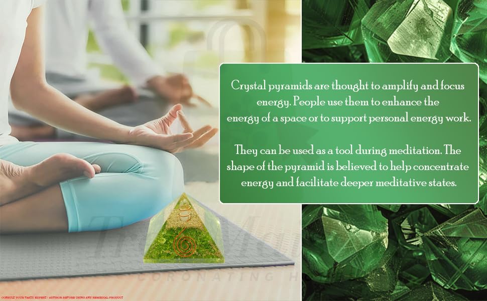 Image of Peridot Crystal Pyramid | 2 Inch | Positive Energy Generator | Reiki Healing Stone Pyramid | Meditation Energy Tool | Vastu Remedy | Home & Office Decorative Gift