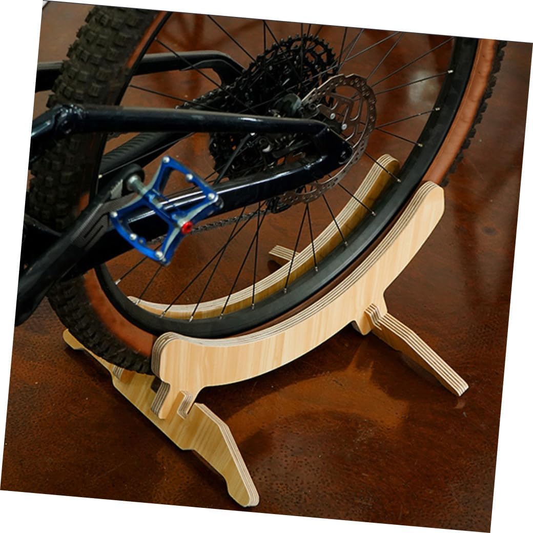 Nonslip Wooden Bike Parking Stand for Mountain and Road Bikes Support Bracket with Slots for Indoor Display and Storage