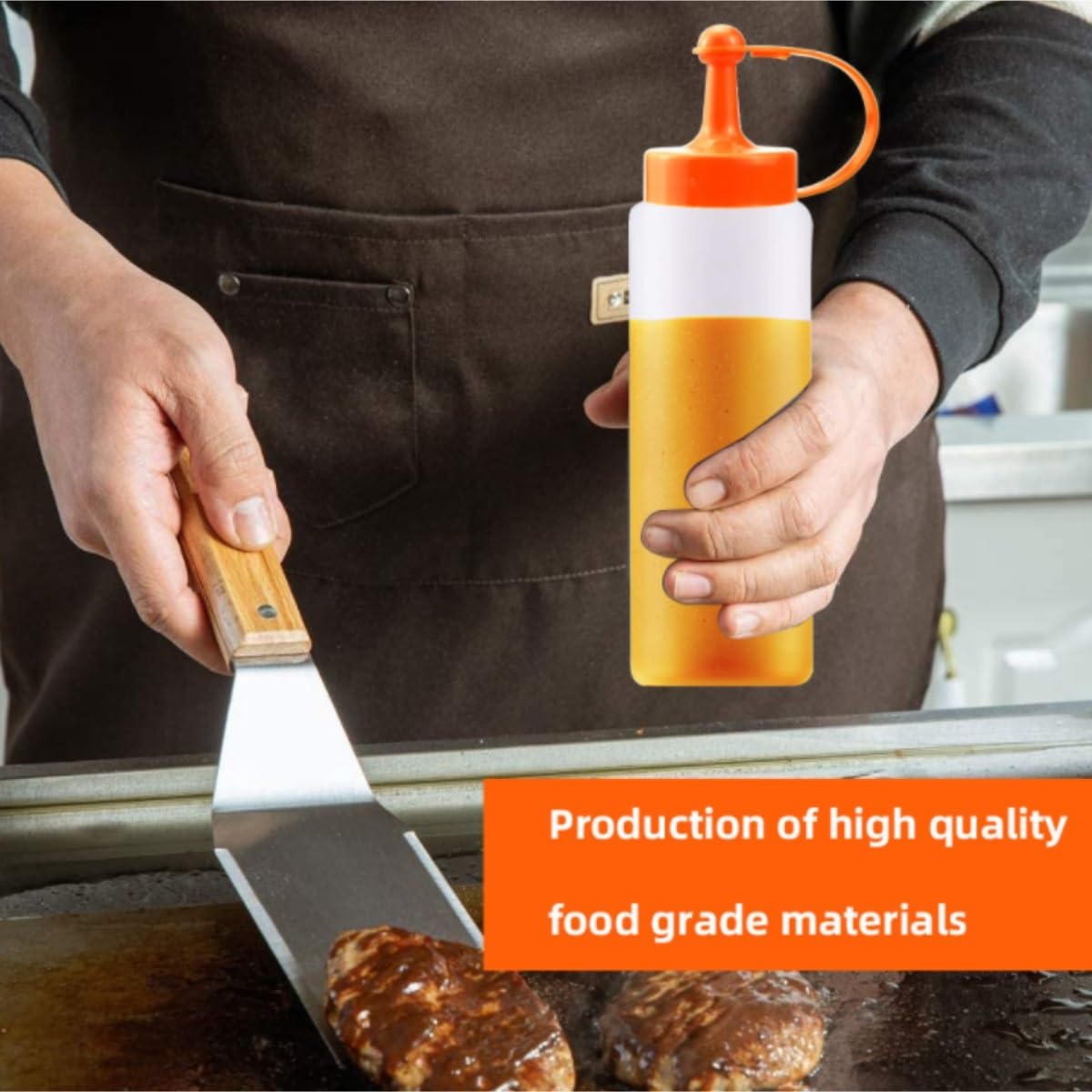 Bottiglie per Olio Contenitore Olio Bottiglia for Ketchup, Bottiglia for Insalata, Bottiglia for Condimento da Cucina, 5 Pezzi Biberon Cucina(Oranje)