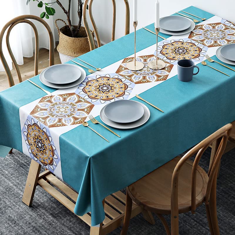 DSAoTeng Geometry Pattern Tablecloths Wipeable - Waterproof Oilproof PVC Table Cover, Modern Rectangular Stain Resistant Plastic Cloth for Dining Kitchen Coffee Table Picnic (13,80x120cm)