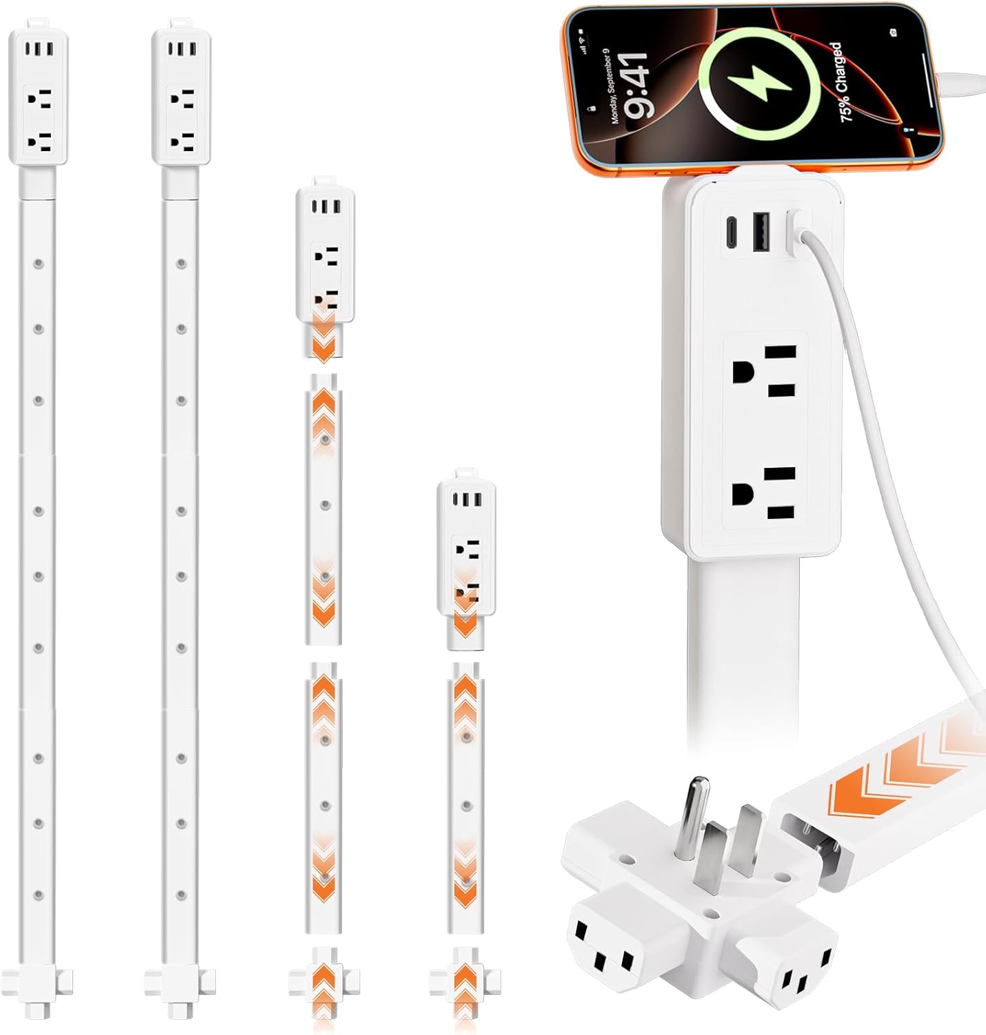 HANYCONY FlexExtend Desktop Power Strip with Individual Switches