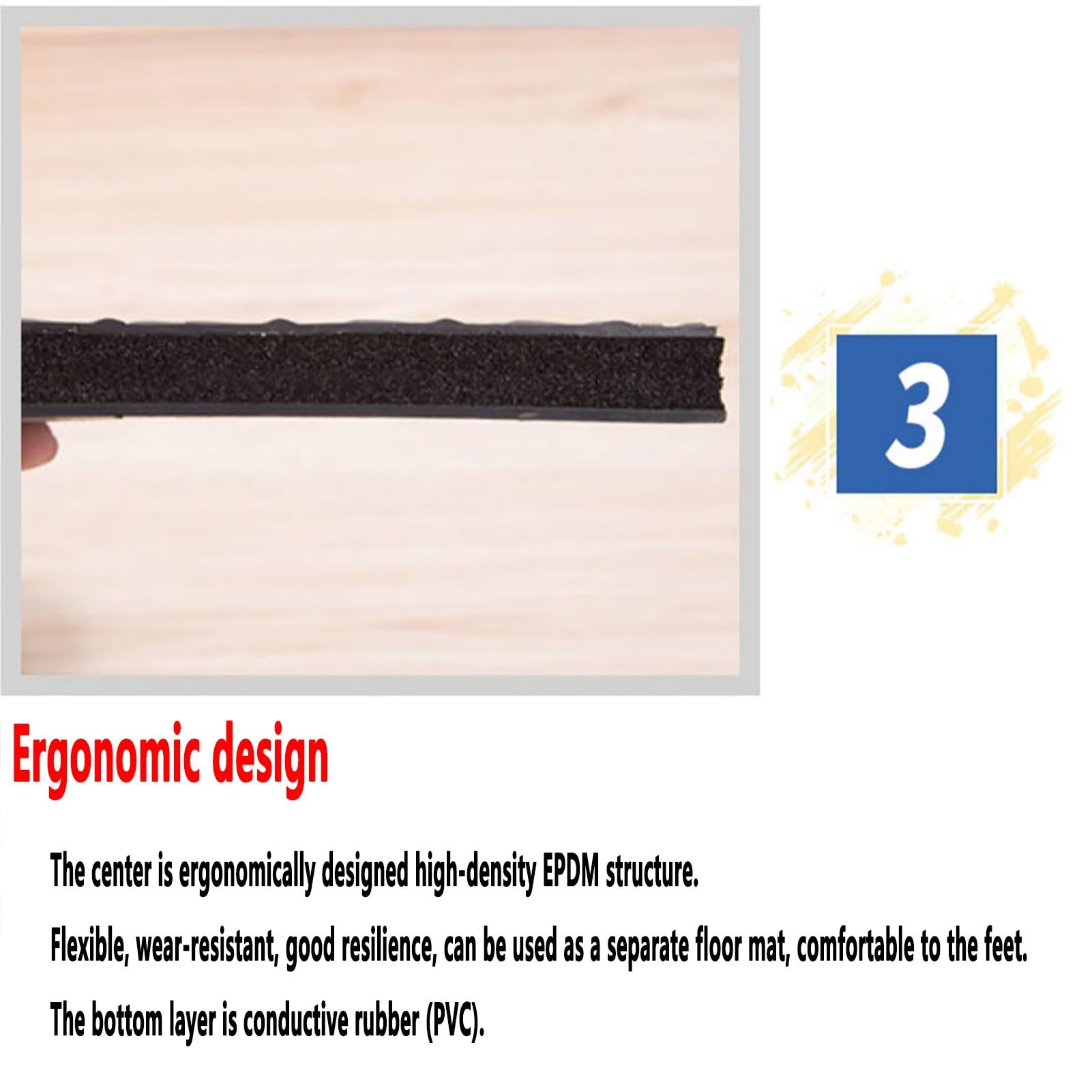 Alfombrilla de seguridad ergonómica antifatiga para estar de pie de 0.8 pulgadas de grosor, alfombra de cocina industrial, soporte para dolor de piernas y espalda, gris (90 x 60 cm)