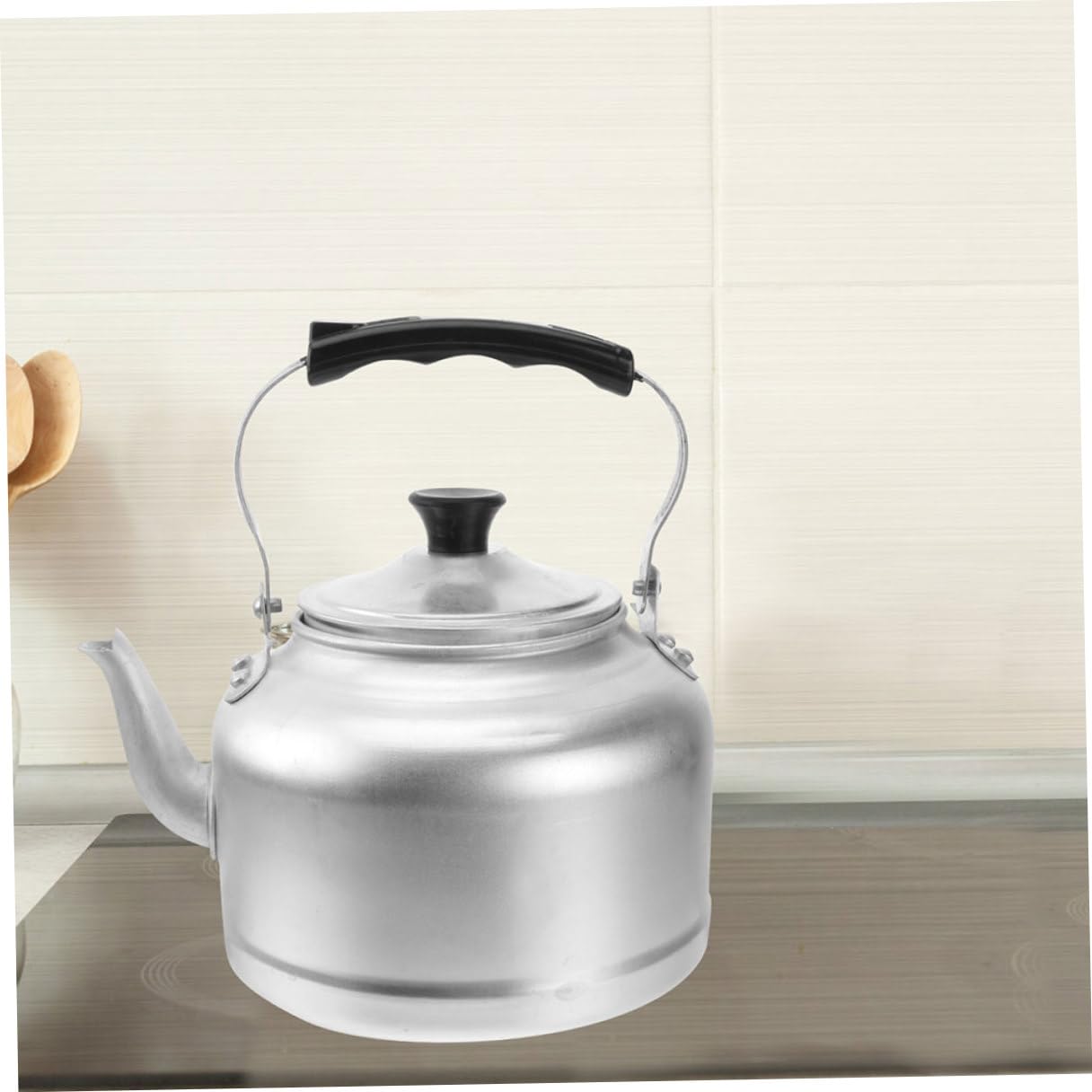 SHOWERORO Hervidor de Agua Retro de Aluminio Grueso 2l Tetera Segura y Sanitaria para Hacer Té y Bebidas Diseño Clásico Color Plata Estilo Aleatorio