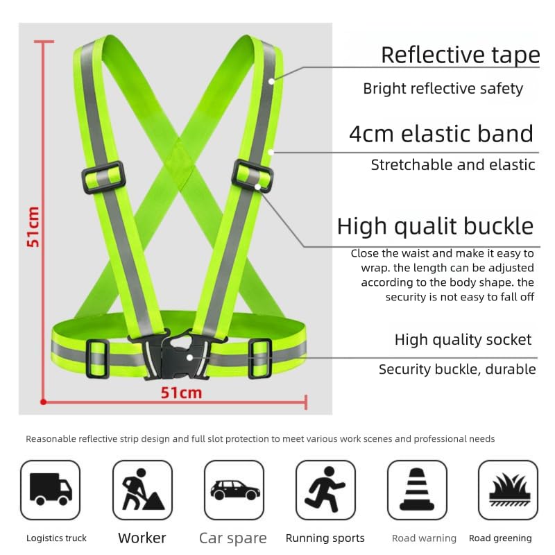 Reflective Vest, 3Pack High Visibility Reflective Safety Vest with Emergency Whistle 360° Adjustable Elastic Running Reflective Gear for Construction,Cycling (Fluorescent green+Orange+Red)