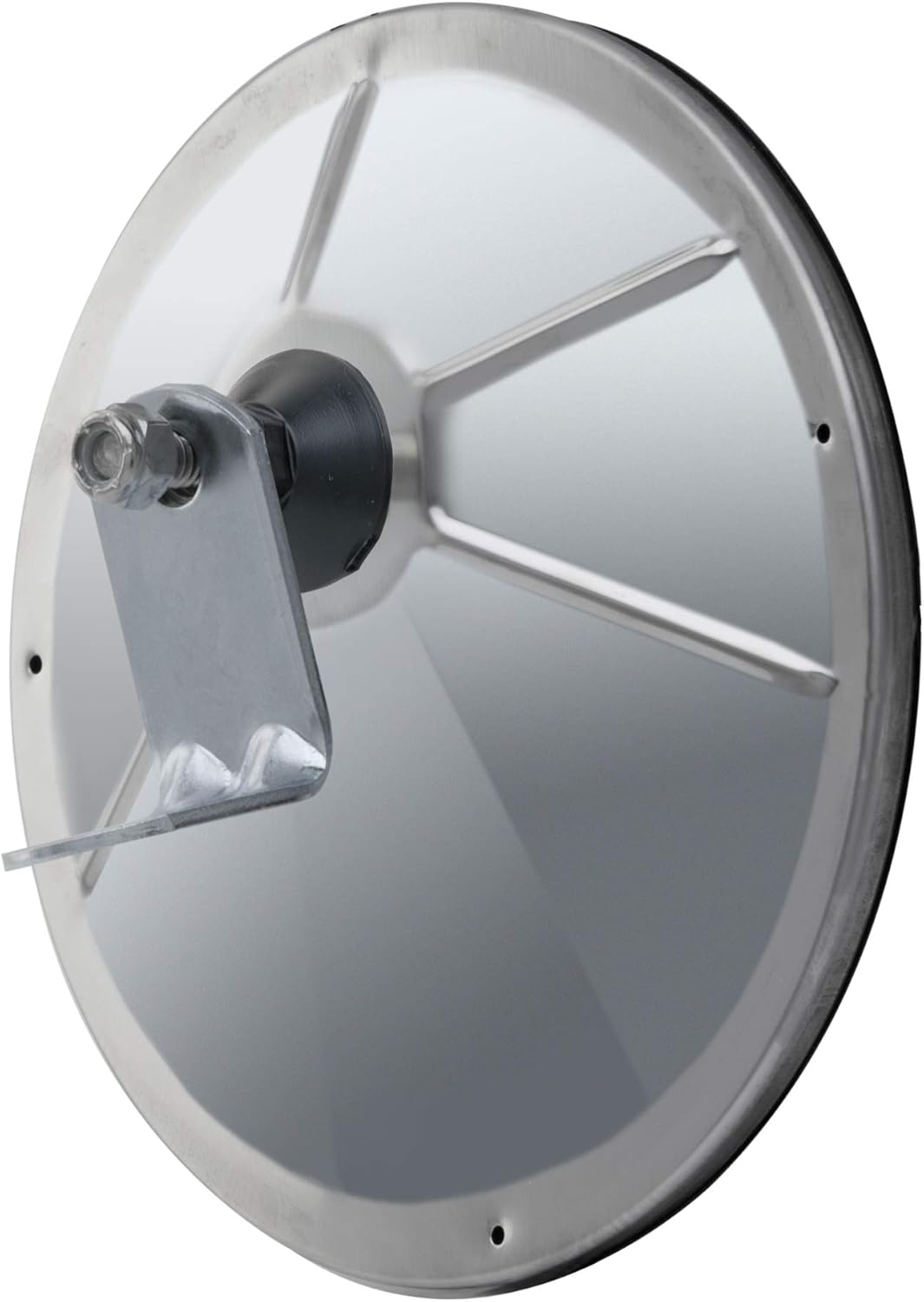 RETRAC 610583 8-Inch Stainless Steel Offset-Mount Convex Mirror Head with Plastic Ball Stud, J-Bracket, Universal Driver or Passenger Side