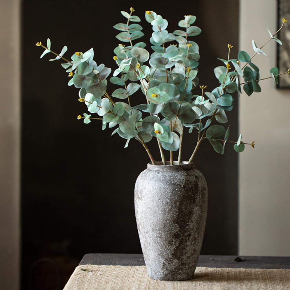 JXCBXJ Rustic Ceramic Flower Vase,Rustic Home Deco Pottery,Pottery Decorative Flower Vase, for Modern Table, Bookshelf, Living Room Decoration, Shelf Decor, Mantel.