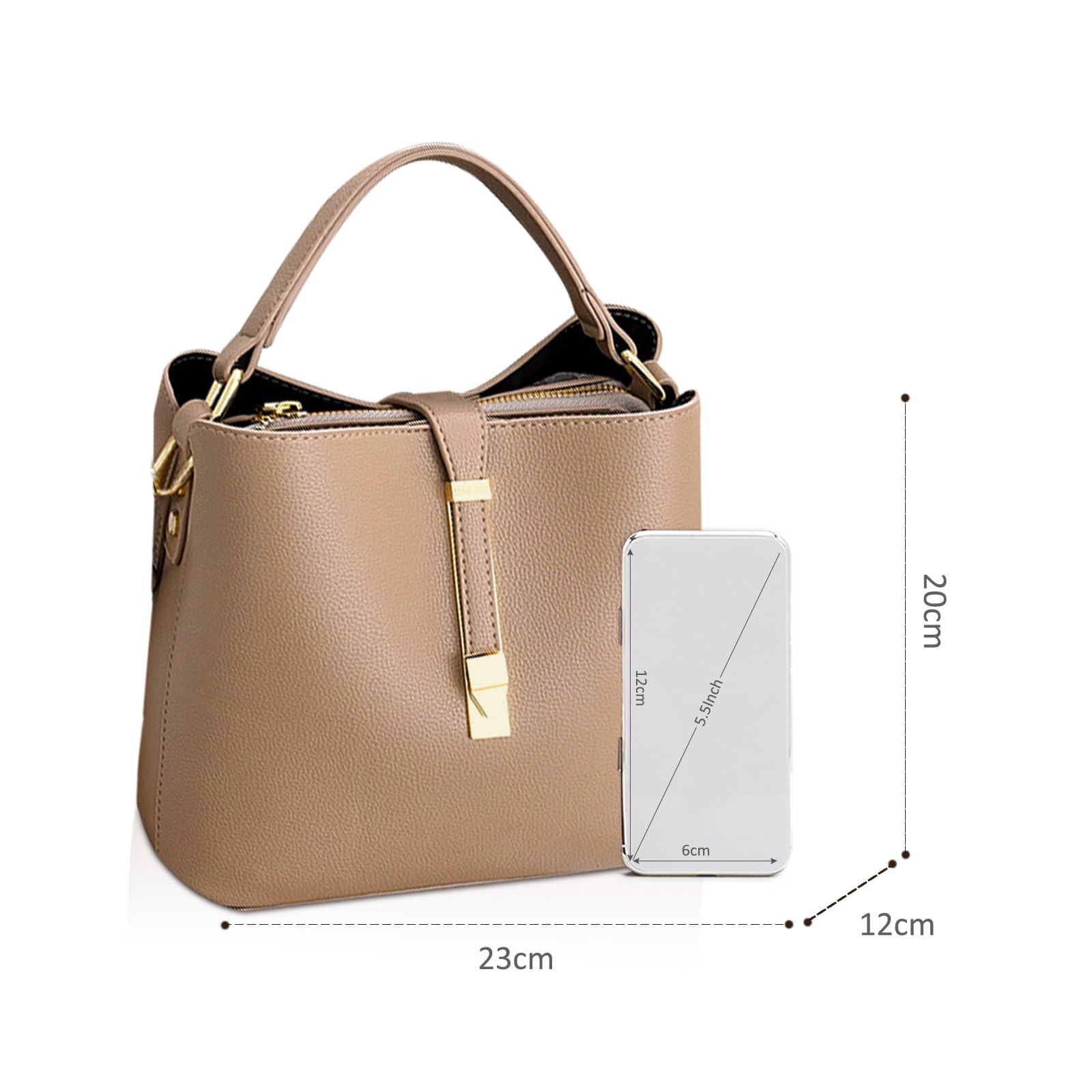 NICOLE & DORIS Sac a Main Femme Sac Bandouliere Porté Epaule Cuir PU Femme Cuir Sacs Grand Capacité Sac Cabas Fourre Sac seau noir