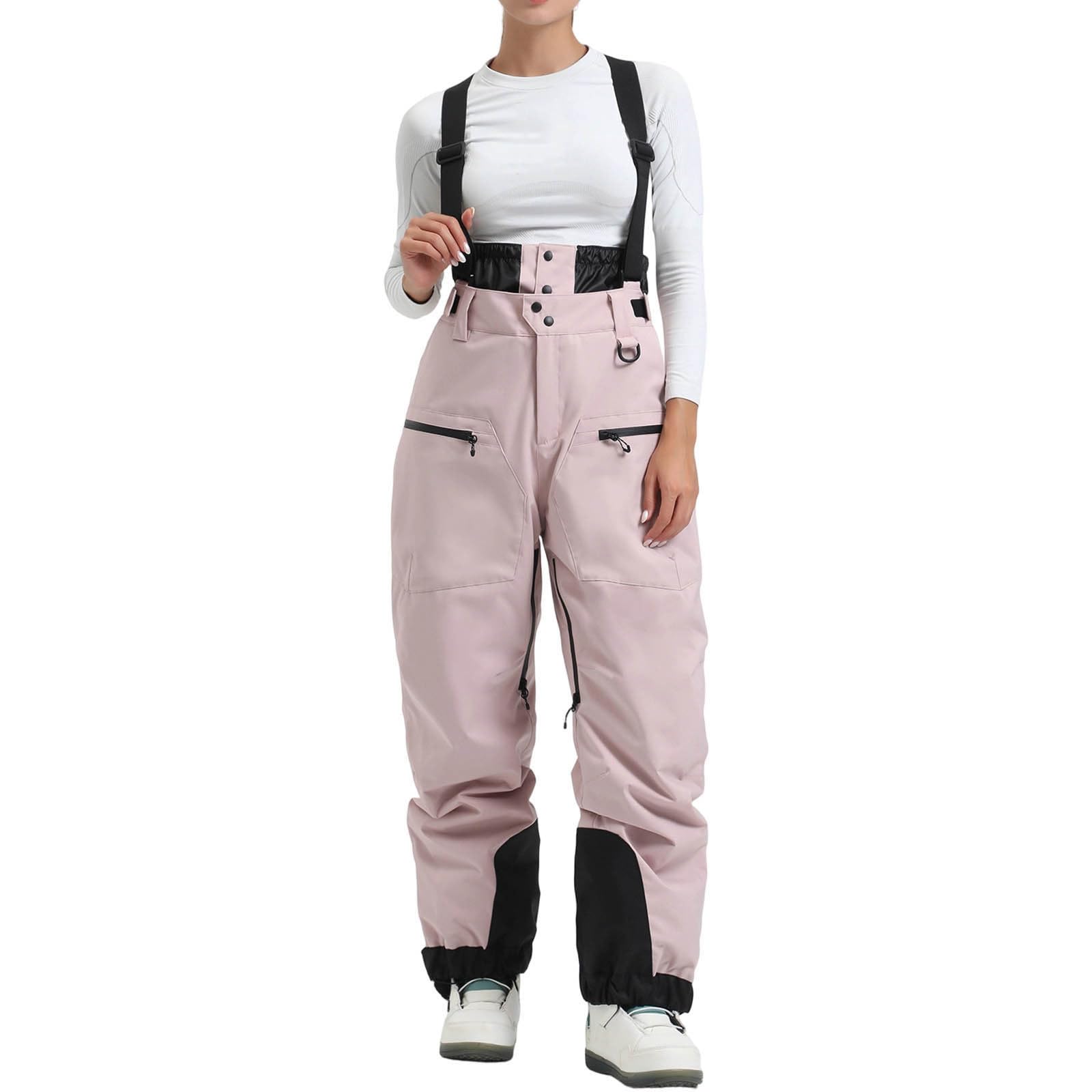 RLEHJN Salopette De Snowboard Femme Combinaison Réglable Pour Le Ski Pantalon De Ski Femme Imperméable Coupe-Vent Une Pièce Pantalon À Bretelles Isolées Thermiques Salopette De Neige D'extérieur