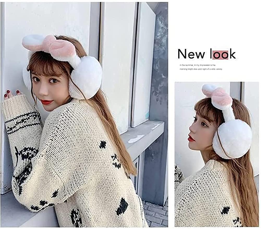 Ear Covers Wrap Cute Outdoor Ear Warmers Women's Warm Soft Earmuffs Winter Cute Cold-Proof Ear Warmer Ear Wrap Headwear (Color : White, Size : One Size)