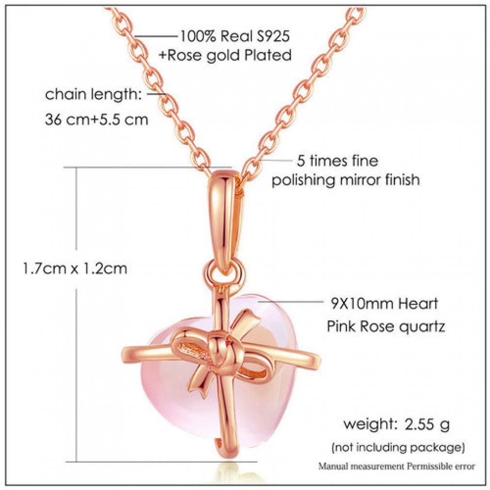 Herz 9x10mm 100% natürlicher Edelstein Rosenquarz Kette Halskette 925 Schmuck