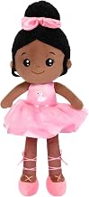 OUOZZZ 13‘’ Ballet Doll – Washable Black Baby Doll for Girls | My first doll with gentle built-in rattle, ideal baby shower present, toddler birthday gift for girls