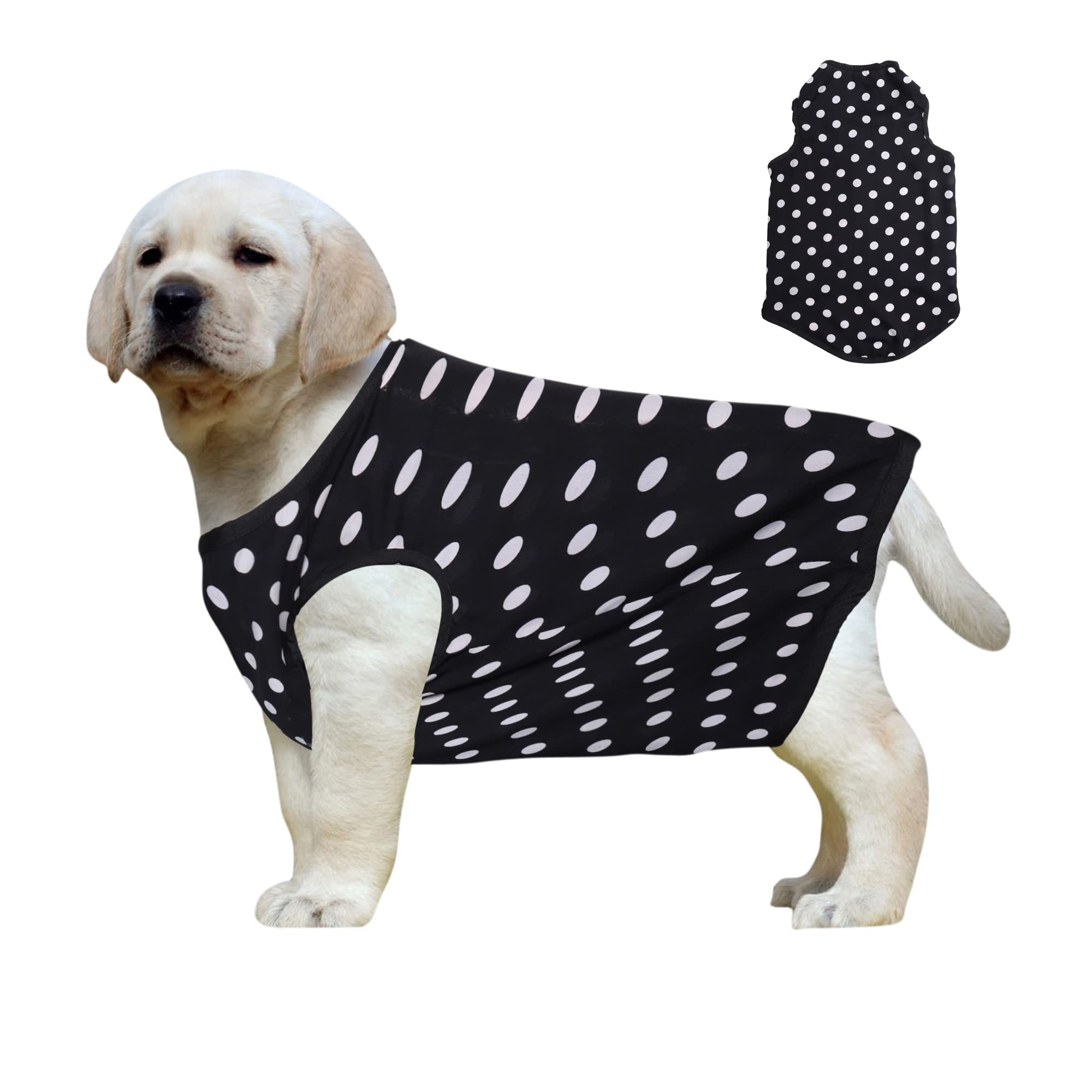Western Era Funky Soft Cotton Dog T-Shirt | Comfortable & Breathable Dog Clothing | Sleeveless Vest Puppy Outfit (Medium - 18inches, Polka Black) (B09WN7ZSXW) Amazon Price History, Amazon Price Tracker
