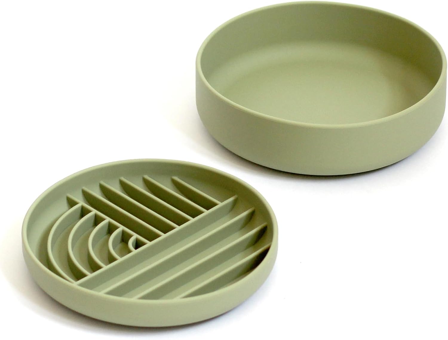 Slow-Feeder & Water Bowl Set by The Dog Tale | Food-Grade Silicone Dog Bowls, BPA-Free, Dishwasher Safe, Freezer Safe (Forest)