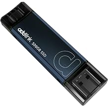 Addlink P50 500GB Mini Portable SSD Stick 1050MB/s USB 3.2 Gen 2 Dual Type-C & Type-A Thumb Drive External Solid State Drive for iPhone 16/15 Pro Max ProRes,Steam Deck, PS5, Teslacar Metal