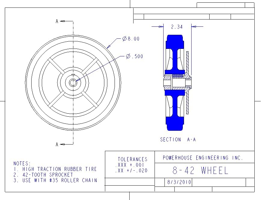 Miniatura 2 de Rueda motriz con piñón de acero (8 pulgadas, 42 dientes)