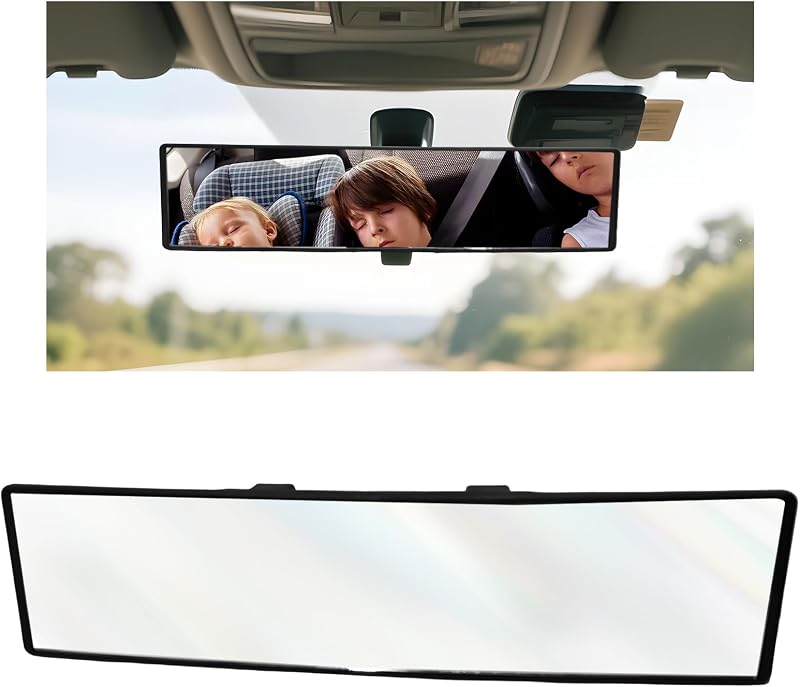 Espelho retrovisor interno panorâmico convexo Fkewp com presilhas – 1 unidade