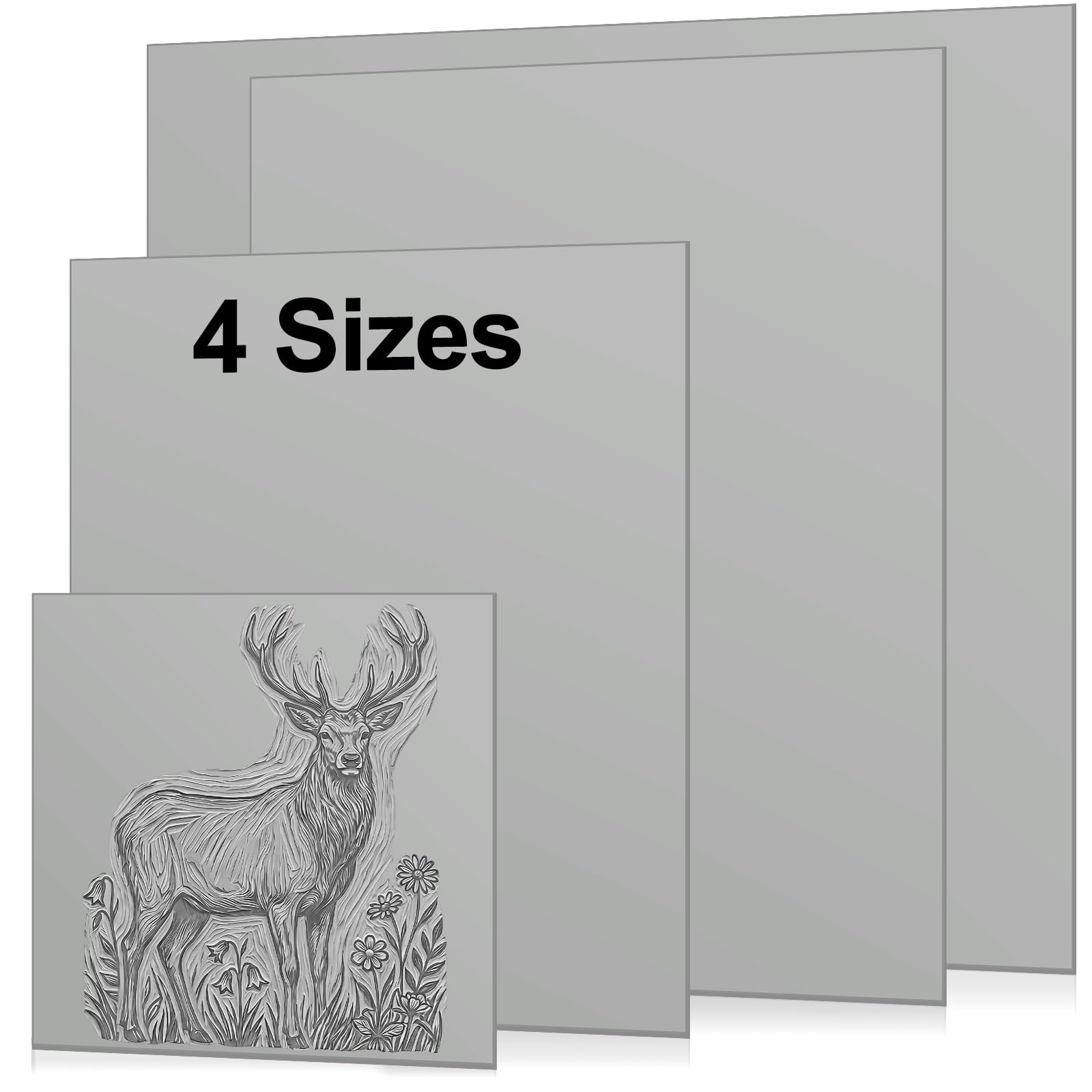 Yeaqee 8 Pcs Mixed Sizes Linoleum Blocks for Printmaking, Gray