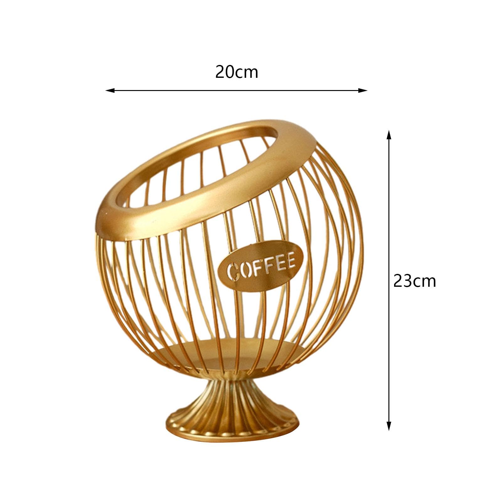 Fenteer Coffee Pod Storage Basket, Coffee Pod Holder, Espresso Capsule Organizer for Coffee Bar, Gold