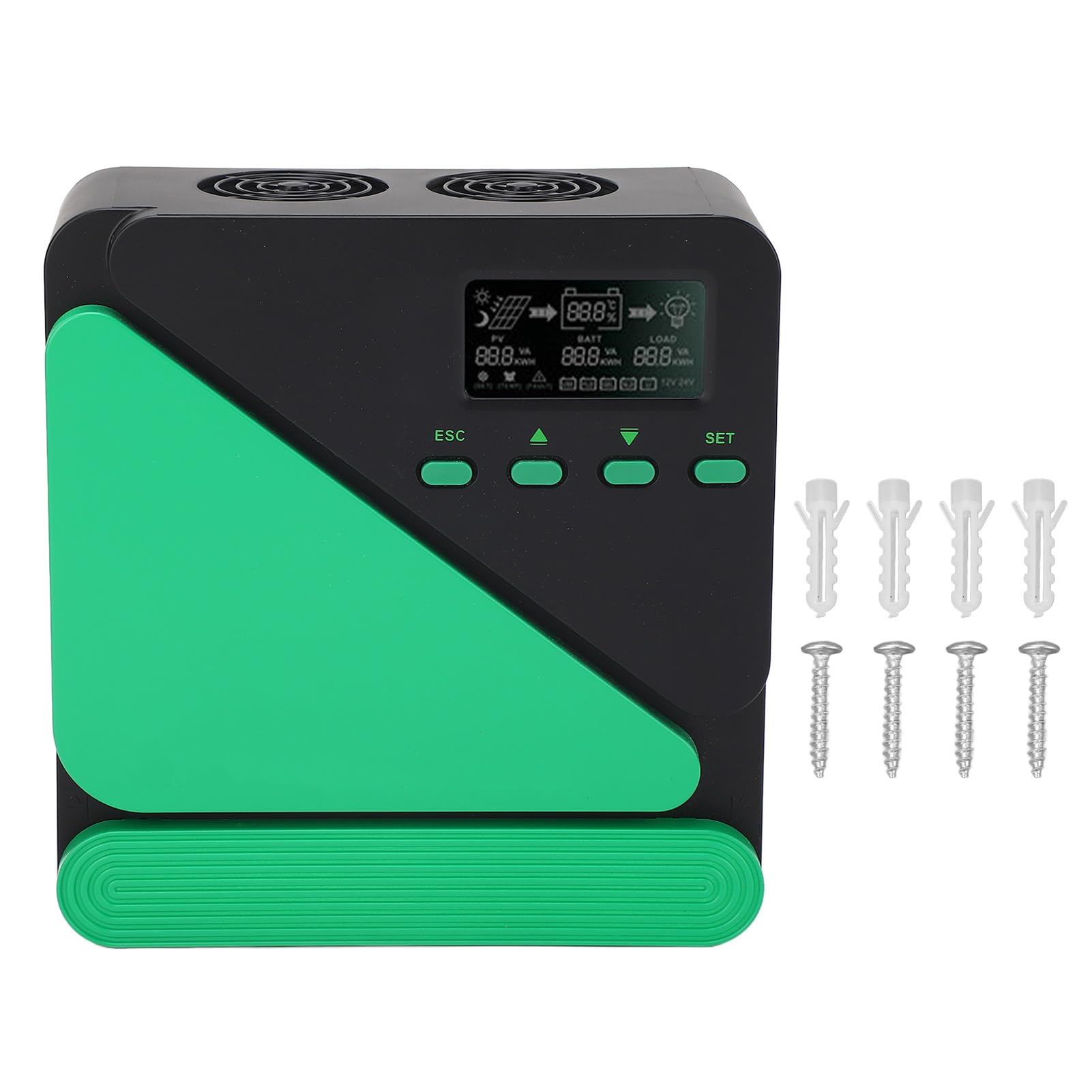 Regolatore di Carica Solare, Regolatore Pannello Solare MPPT 12V 24V Automatico con Display LCD, Doppie Porte USB 5V 3A, Ingresso VOC 100V, per Ricarica Batteria Marina Fuori Rete Domestica